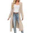 thumbnail image 1 of UJNDER Womens Coats and Jackets Elegant Plus Size Long Open Front Cardigan Lightweight Breezy Lace Cover Up Knitted Khaki S, 1 of 4
