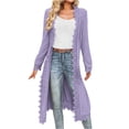 thumbnail image 1 of UJNDER Womens Coats and Jackets Elegant Plus Size Long Open Front Cardigan Lightweight Breezy Lace Cover Up Knitted Purple XXL, 1 of 4