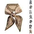 thumbnail image 1 of UJNDER Womens Elegant French Style Cashew Floral Satin Silk-like Scarf with Band Tie for Versatile Styling and Hair Decoration Neck Scarf for Women,04_Coffee,One Size, 1 of 3