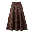 thumbnail image 1 of UJNDER Womens Flower Jacquard High Waist Skirt Midi Swing Comfortable Womens Skirts Coffee XXL, 1 of 3