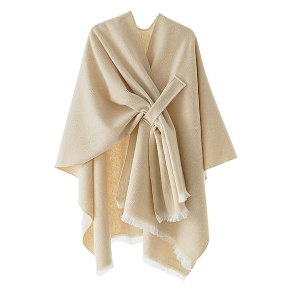 UJNDER Womens Large Front Poncho Sweater Wrap Topper Knitted Elegant Shawls Cape Versatile Cover for Every White