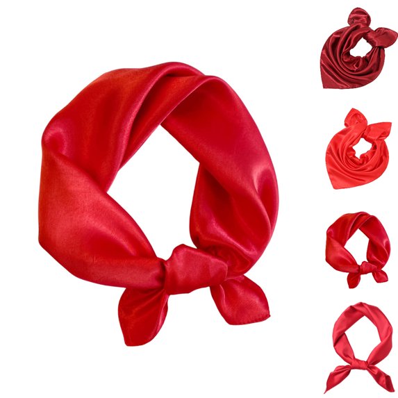 UJNDER Womens Solid Color Square Scarf 60cm Imitation Silk-like for Work Performance and Daily Wear Versatile Neck Accessory Neck Scarf for Women,02_Red,One Size