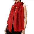 thumbnail image 1 of UJNDER Womens Solid Color and Linen Scarf for All Season Beach Strip Scarf Versatile Fashion Brick Red, 1 of 5