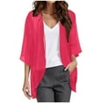 thumbnail image 1 of UJNDER Womens Solid Elegant Puff Sleeve Chiffon Cardigan Loose Cover Up Casual Blouse Tops for Women Hot Pink XXXL, 1 of 4