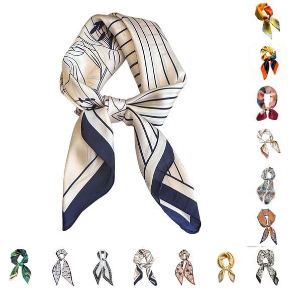 UJNDER Womens Summer Lightweight Multiway Silk-like Scarf Versatile Headband Wrap Fashion for Daily Wear Neck Scarf for Women,White_006,One Size