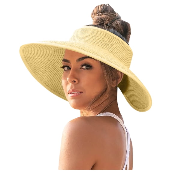 UJNDER Womens Sunshade Hat Korean Edition Big Sunscreen Foldable Accessory for Outdoors for Beach and Travel Yellow