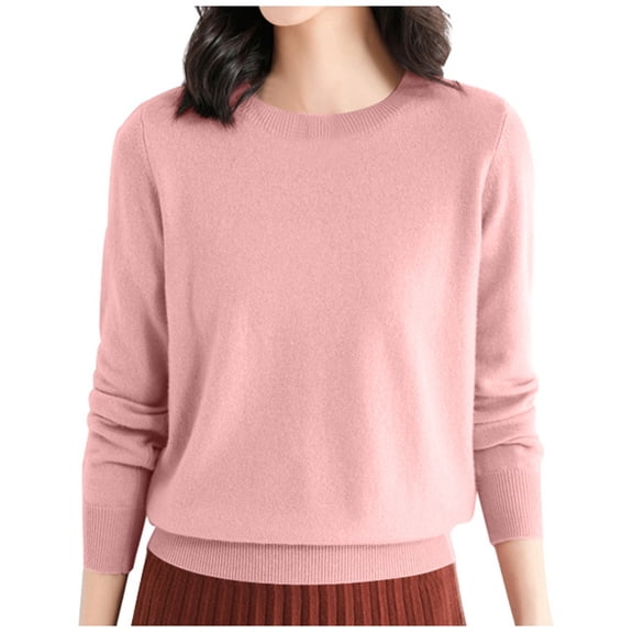 UJNDER Wool Base Layer Shirt Tops for Women Crewneck Long Sleeve Tee Pullover Sweater Casual Fall Light Pink XL