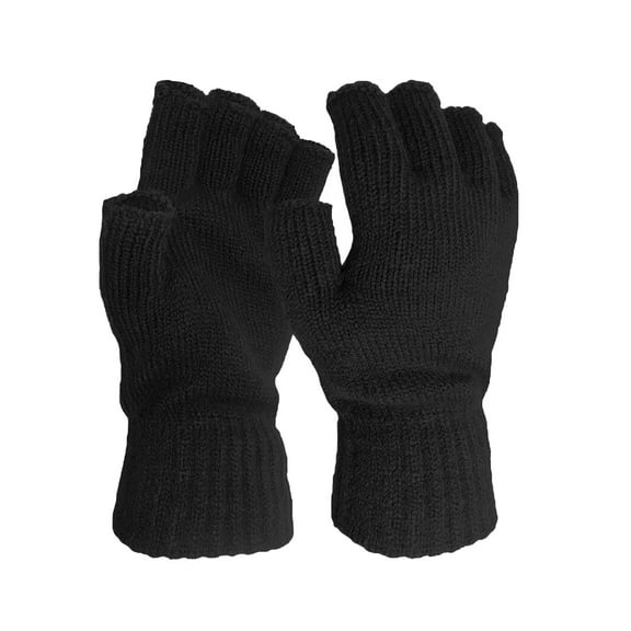 UJNDER Wool Half Finger Gloves Knitted Solid Color Warm for Men and Women Autumn Winter C One Size