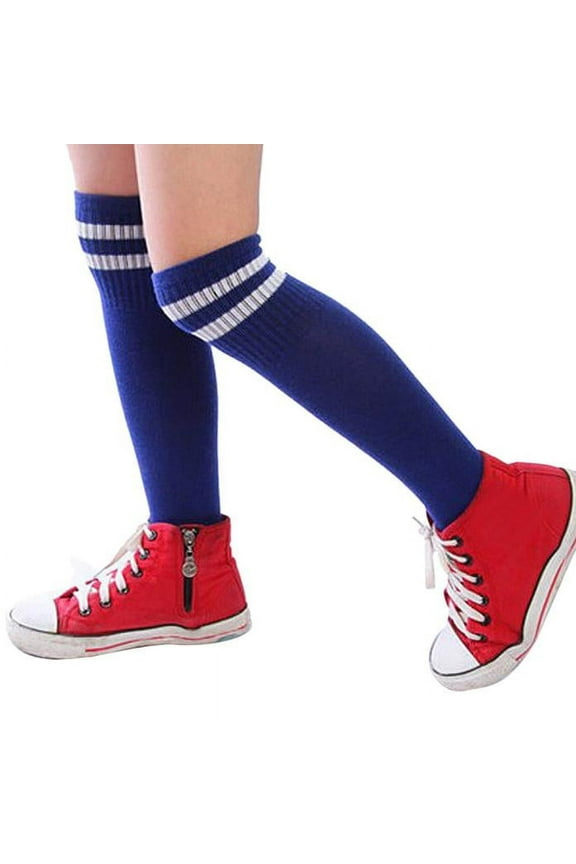 Youth Long Socks Knee High Football Socks for Kids Sports Team Games and Practice Blue