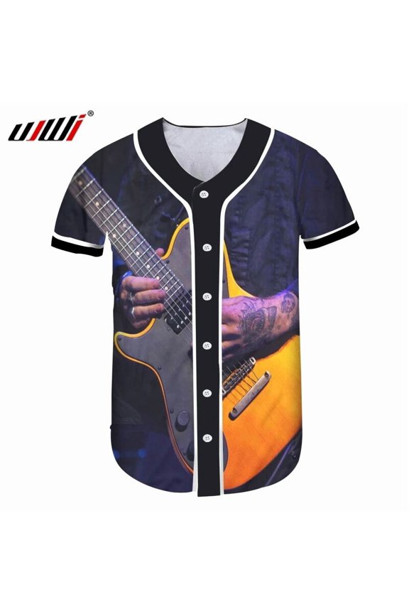 UJWI 2020 Summer Black Menwomen Buttons Homme Baseball Jersey 3d Streetwear Tees Shirts Hi