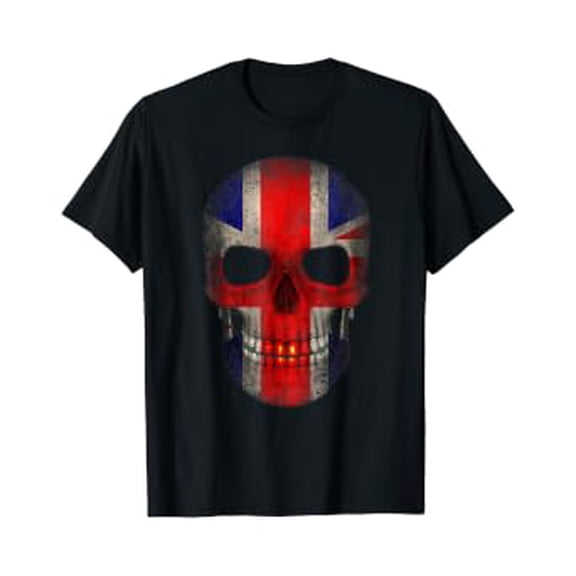 UK BRITISH FLAG OF ENGLAND T-SHIRT Skull Football Soccer Men