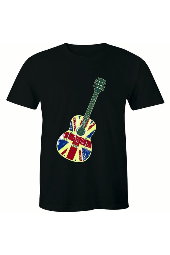UK British Flag Acoustic Guitar Musician England Men's T-Shirt