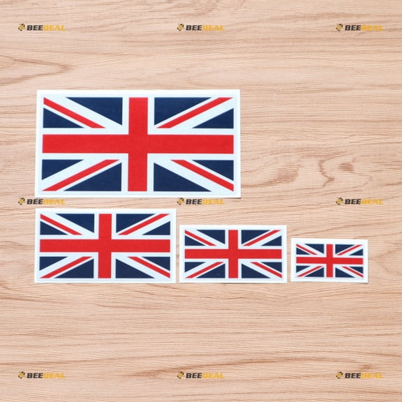 UK British Flag Union Jack Britain Vinyl Decal Sticker - 4 Pack Reflective, 2 Inches, 3 Inches, 4 Inches, 6 Inches - for Phone Car Laptop Window