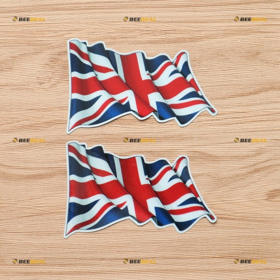 UK British Flag Union Jack Britain Vinyl Decal Sticker Waving - 2 Pack Reflective, 4 Inches - for Car Laptop Window