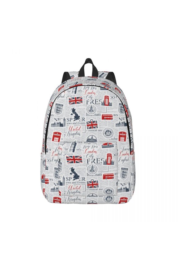 UK British Symbol Youth Backpack Women Laptop Bookbag Durable Casual Daypack Lightweight Hiking Travel Bag Gift