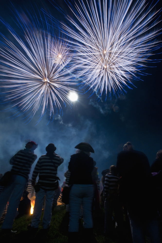 UK England East Sussex People watching fireworks at Nevill Junior Bonfire night Lewes Canvas Art - Ian Cumming Design Pics (24 x 38)