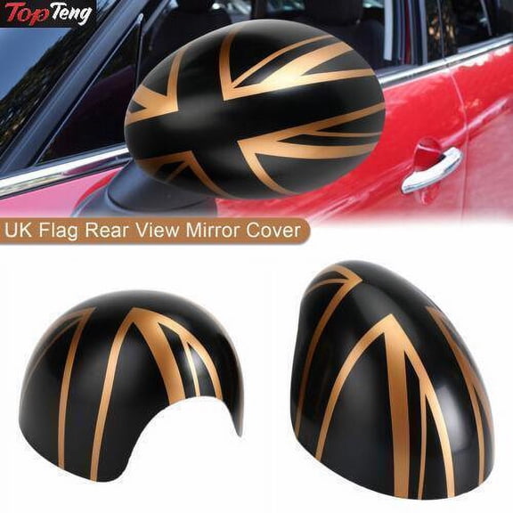 UK Flag Rear View Mirror Cover for MINI Cooper Hardtop F55 F56 Black/Gold