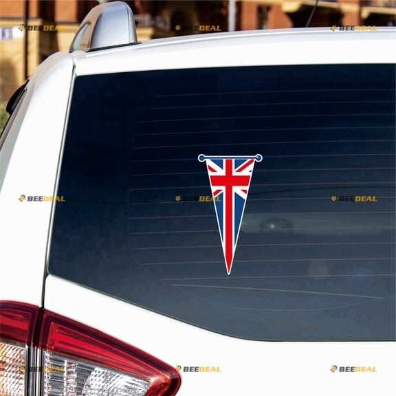UK Flag Union Jack GB Sticker Decal Vinyl Pennant - 2 Pack Reflective 4" - For Car Boat Laptop Cup