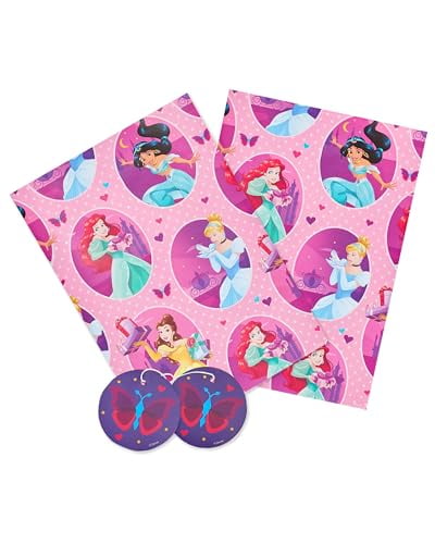 UK Greetings Disney Princess Wrapping Paper - Girls Wrapping Paper - Kids Wrapping Paper, Multicolor