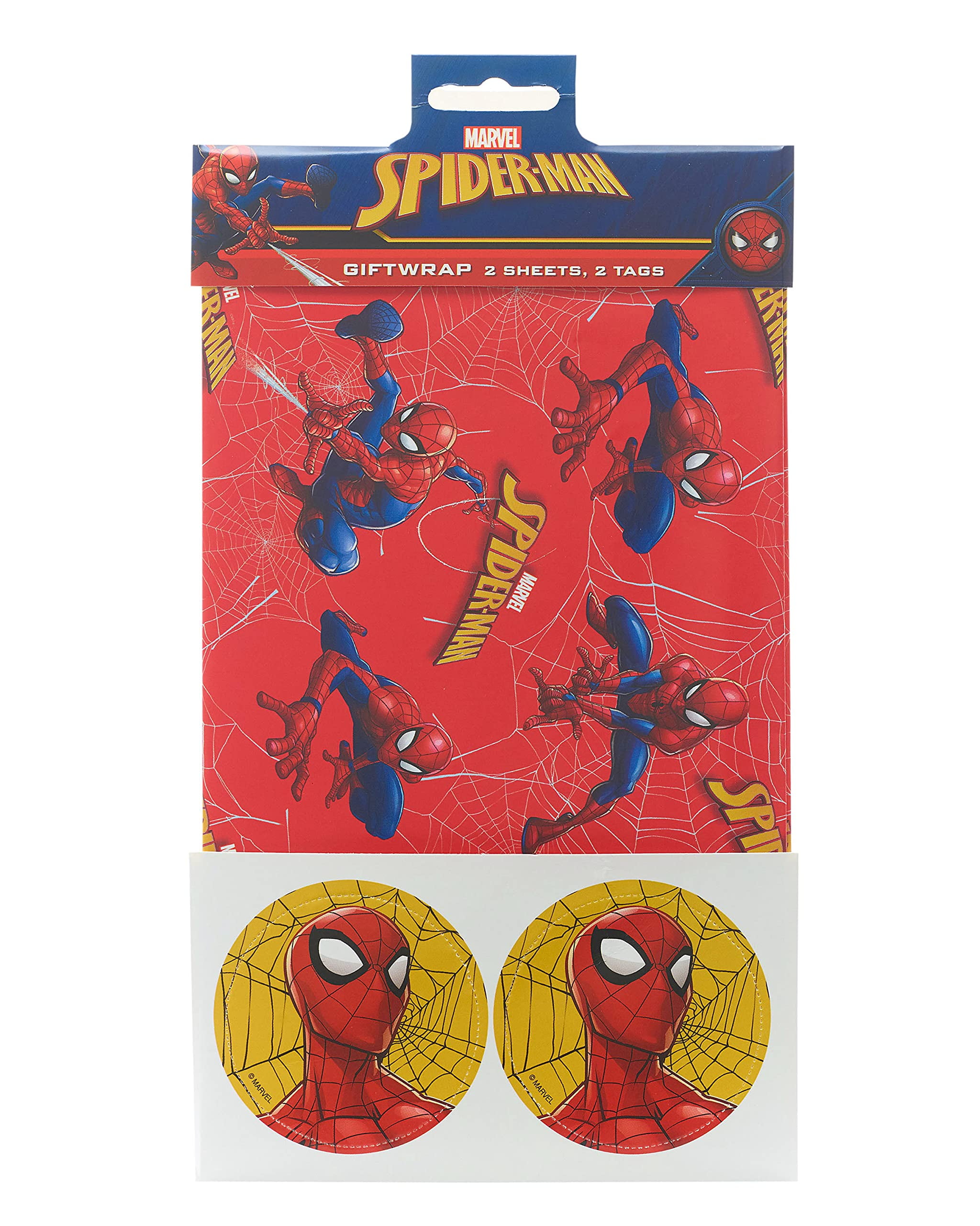 UK Greetings Marvel FEV6Spider-Man Gift Wrap Pack Contains 2 Sheets & Tags Wrapping Paper