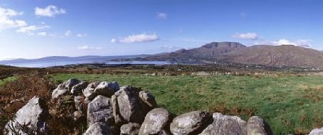 UK Ireland Beara Peninsula Rocks in front of Caha Mountains Canvas Art - Panoramic Images (15 x 6)