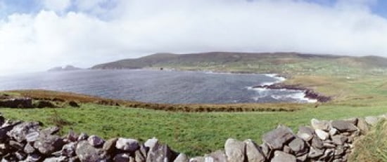UK Ireland Kerry County Rocks on Greenfields Canvas Art - Panoramic Images (30 x 13)