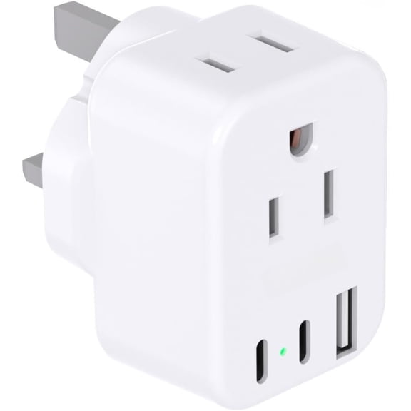 to UK Ireland Travel Plug Adapter, Type G Travel Adapter 2 Outlets 3 USB Ports(2USB C), UK Power Adapter Converter for to Dubai England London Scotland Kenya Irish Hongkong