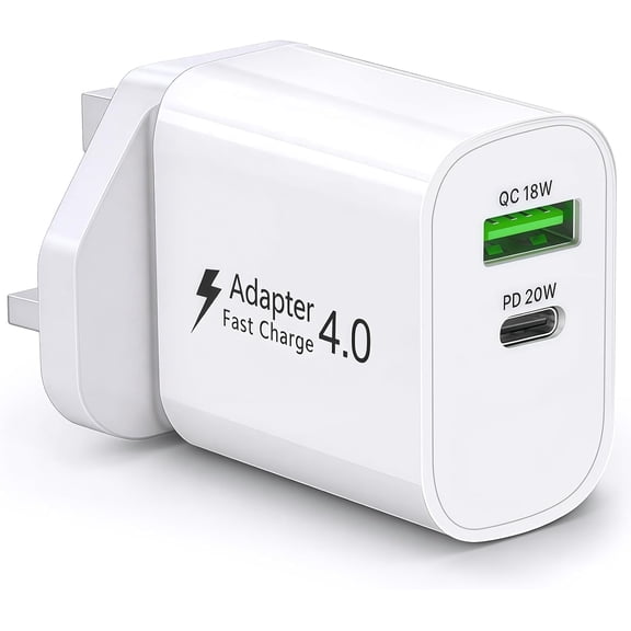 UK Ireland Type G Travel Plug Adapter, PD20W QC18W Fast USB C Charger Block Portable UK USB C Power Charger for iPhone Series, Galaxy, LG, Pixel Smartphones