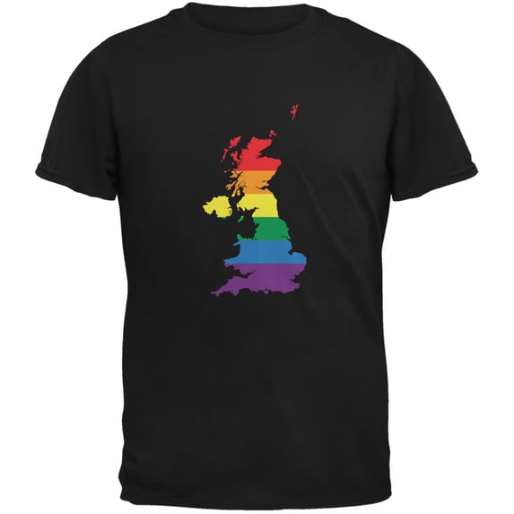 UK LGBT Gay Pride Rainbow Black Adult T-Shirt - Small