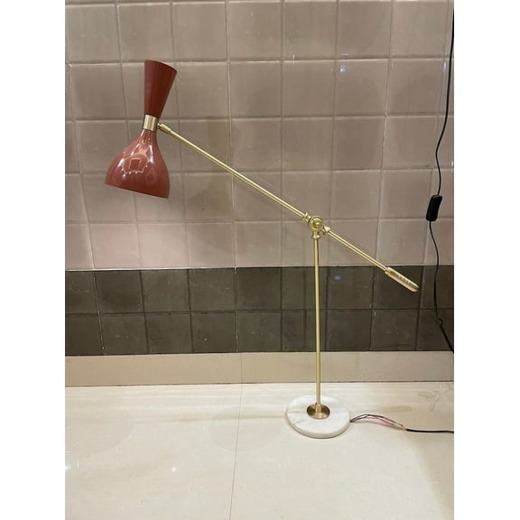 UK Lights 33-inch Adjustable Height Desk or Table Lamp in Olivine Enamel & Brass shades