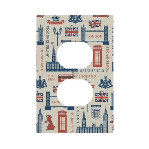UK London British England Light Switch Cover Decorator Duplex Wall Plate 1-Gang Receptacle Outlet Decor