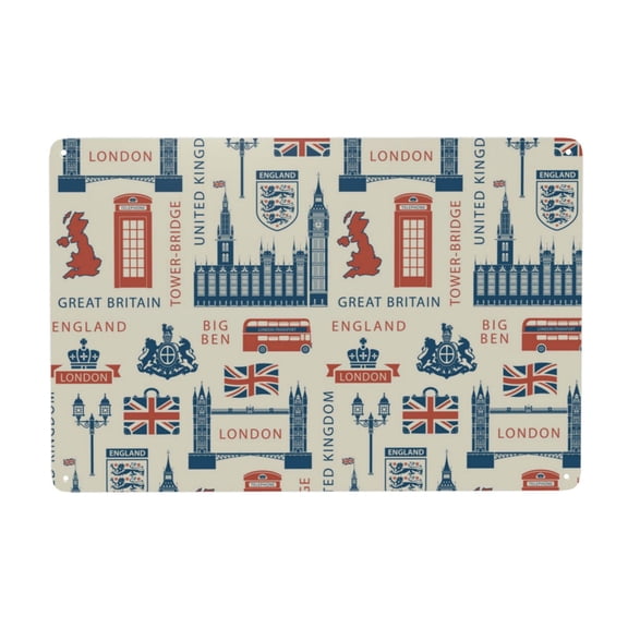 UK London British England Metal Tin Sign Home Coffee Room Kitchen Garden Wall Office Decor 8X12Inch
