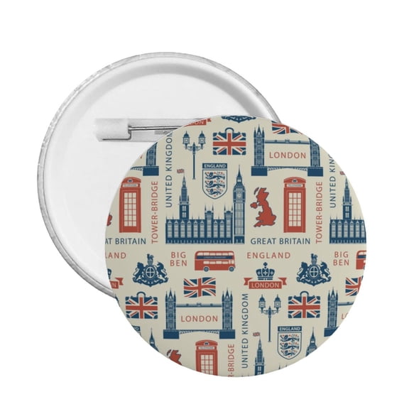 UK London British England Round Button Pin Badge 5PCS Pinback Buttons Lapel Pin for Jacket, Backpack, Hat, Party Favor, Gift