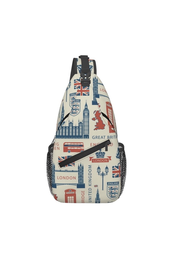 UK London British England Sling Backpack Shoulder Chest Crossbody Bag Causal Travel Hiking Daypack