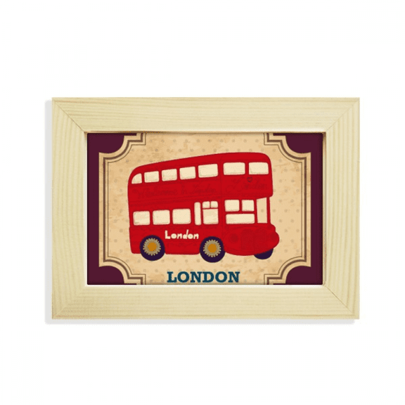 UK London Double-decker Bus Stamp Desktop Decorate Photo Frame Picture Art Painting 5x7 inch