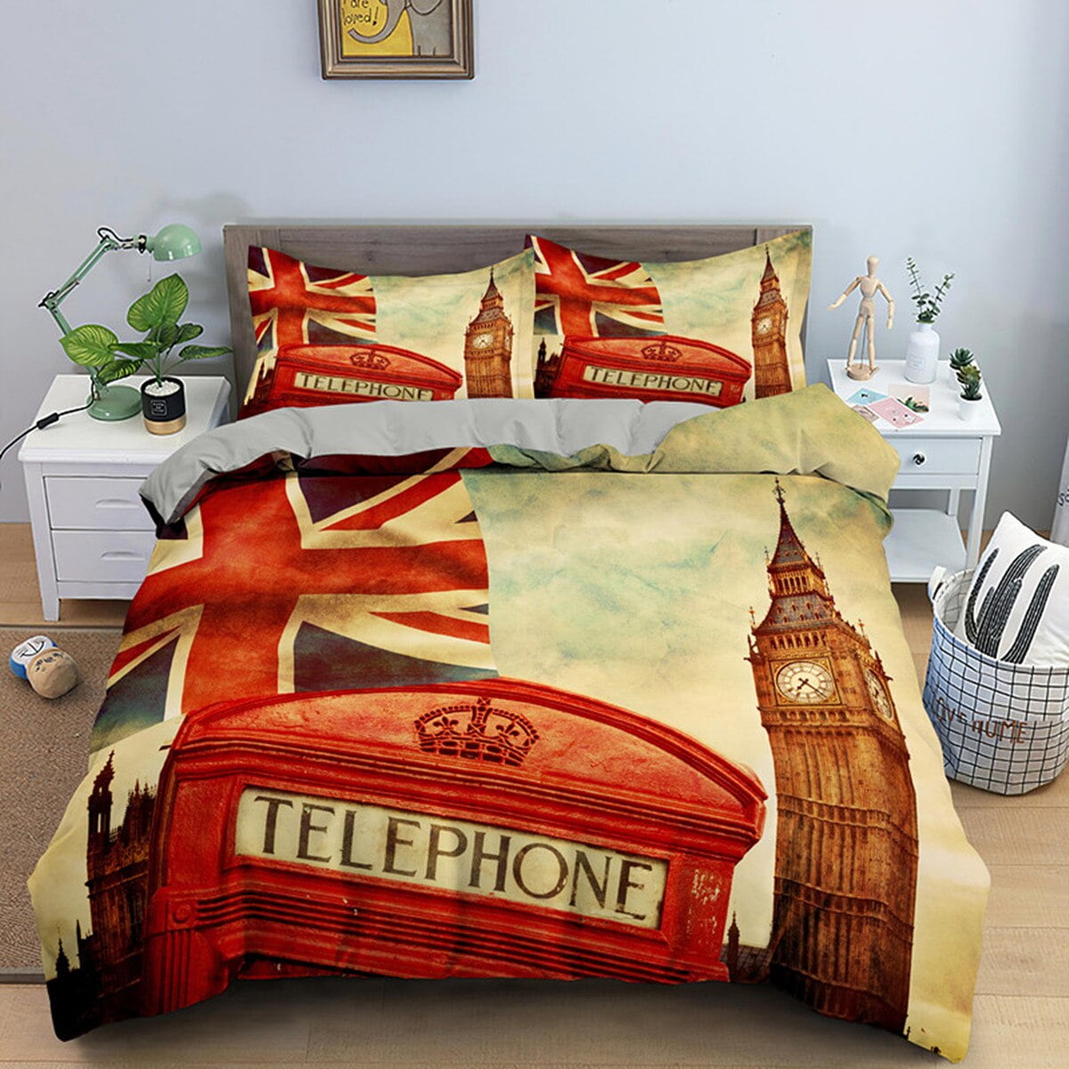 UK London Duvet Cover London TelephBooth In The Street Traditional Local Cultural England UK