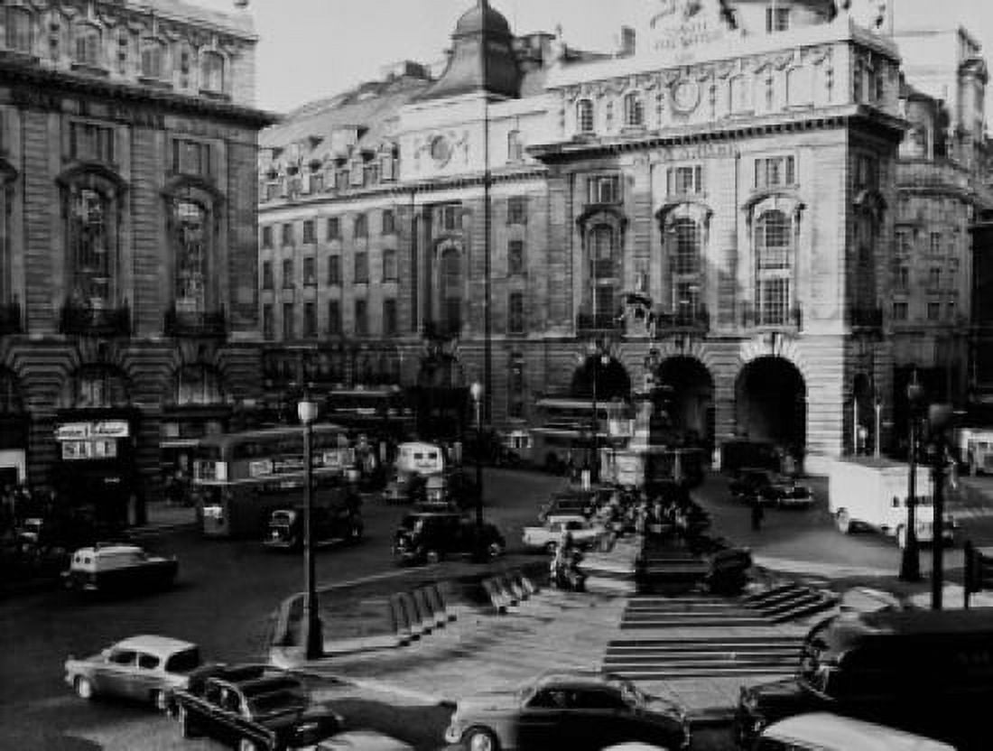 UK London Piccadilly Circus High angle view on traffic and Eros Fountain Canvas Art - (24 x 36)