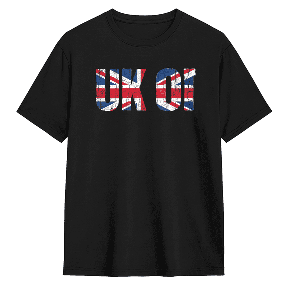 UK OK Union Jack Flag Retro Graphic Tee for Men and Women, Witty Road Trip Cotton Short Sleeves T-Shirt