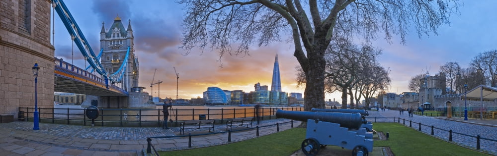 UK Panoramic view of cityscape at dusk London Canvas Art - Adrian Brockwell Design Pics (38 x 12)