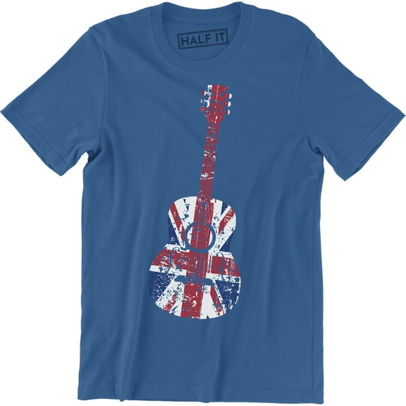 UK Patriotic Acoustic Guitar Flag - Musician Festival Men's T-Shirt