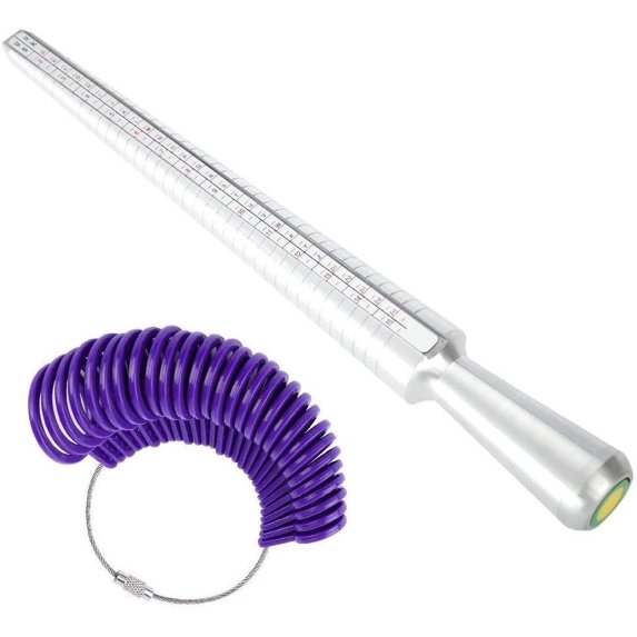 UK Sizes Metal and Plastic Ring & 26Pc Finger Sizer Stick Mandrel Measurer Tool