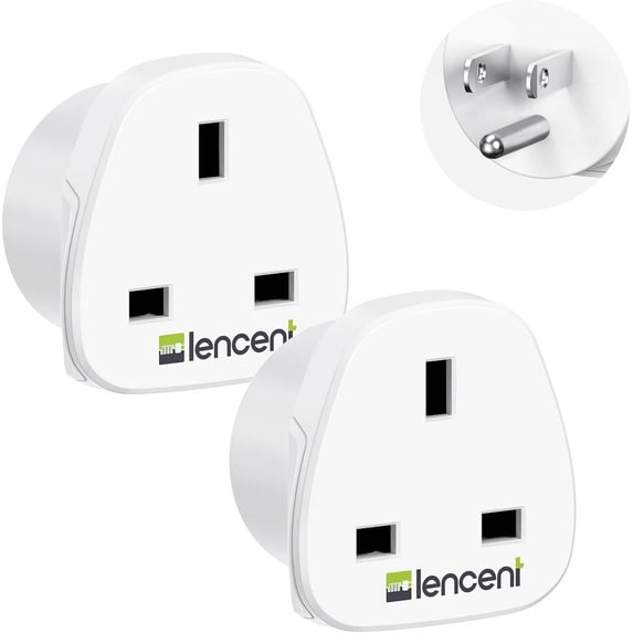 UK to US America Plug Adapter, 2 Pack Grounded USA Visitors Travel Converter, Converts All Type G Plugs from United Kingdom UK Singapore Malaysia UAE Ireland Malta Hongkong and etc. (Type B)