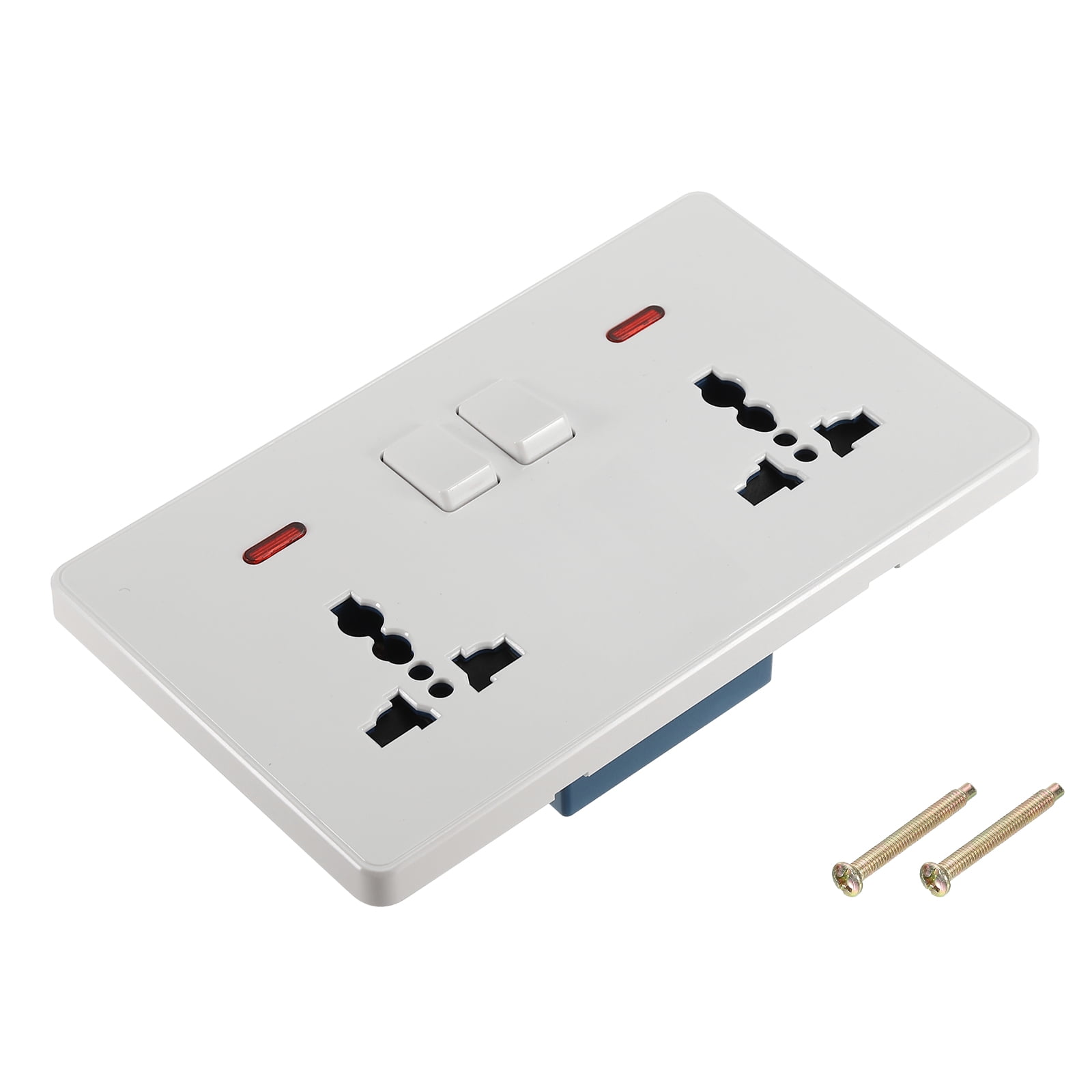 UK US Socket Double Multi Power Outlet Switch White 250V 13A