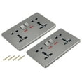 thumbnail image 1 of UK US Socket Double Multi Switched Power Outlet Grey 250V 13A 146mmx88mm 2 Pcs, 1 of 5