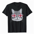 thumbnail image 1 of UK Union Jack British Flag England Cat Sunglasses Gift T-Shirt, 1 of 5