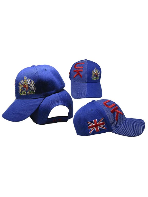 UK United Kingdom Country Letters Emblem Royal Blue 3-D Embroidered Cap Hat