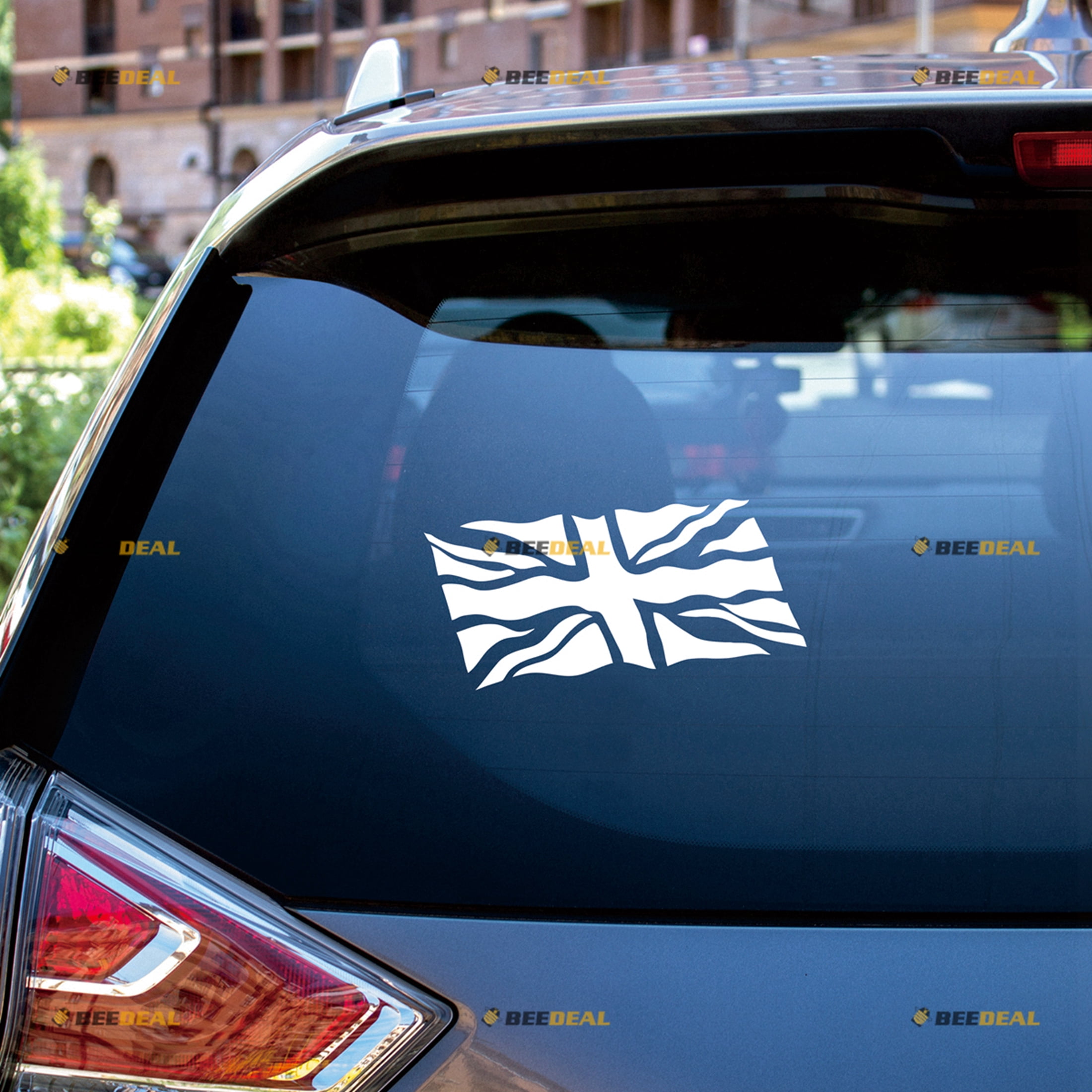 UK Waving Flag Union Jack British Sticker Decal Vinyl - 2 Pack White 4 ...