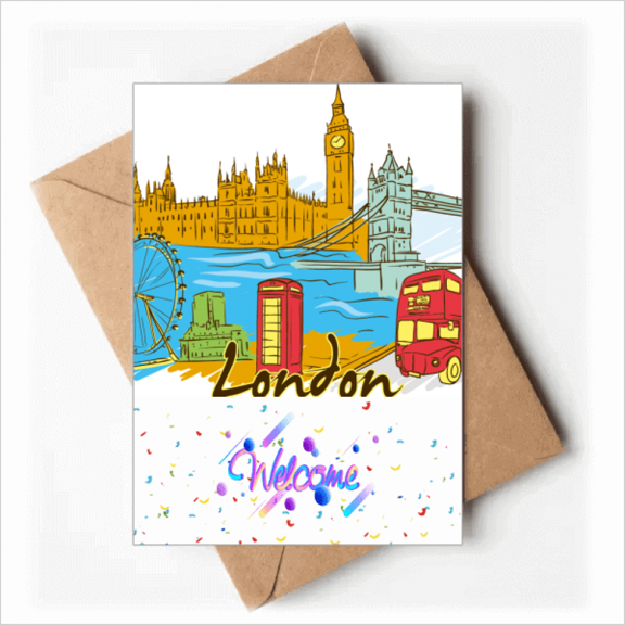 UK the United Kingdom London Welcome Back Greeting Cards Envelopes Blank