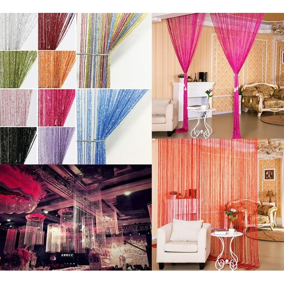 UKAP 1 Pair Decorative Door String Curtains Wall Panel Tassels Blinds Room Divider for Wedding Party Restaurant Home 39.4" x78.7"