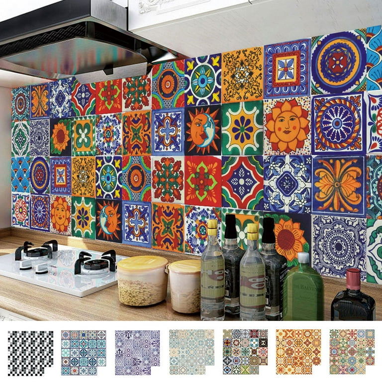 UKAP 10Pcs Mosaic Pattern Waterproof Wall Tile Stickers Peel and Stick Tile Kitchen Backsplash Wallpaper Sticker 15x15cm/20x20cm UKAP 10Pcs Mosaic Pattern Waterproof Wall Tile Stickers Peel and Stick Tile Kitchen Backsplash Wallpaper Sticker 15x15cm/20x20cm